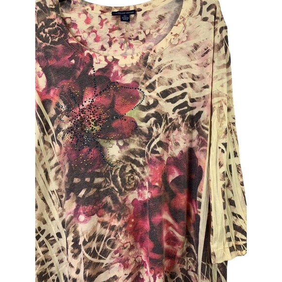 Westbound Women's Tan Floral Top - Picture 3 of 7